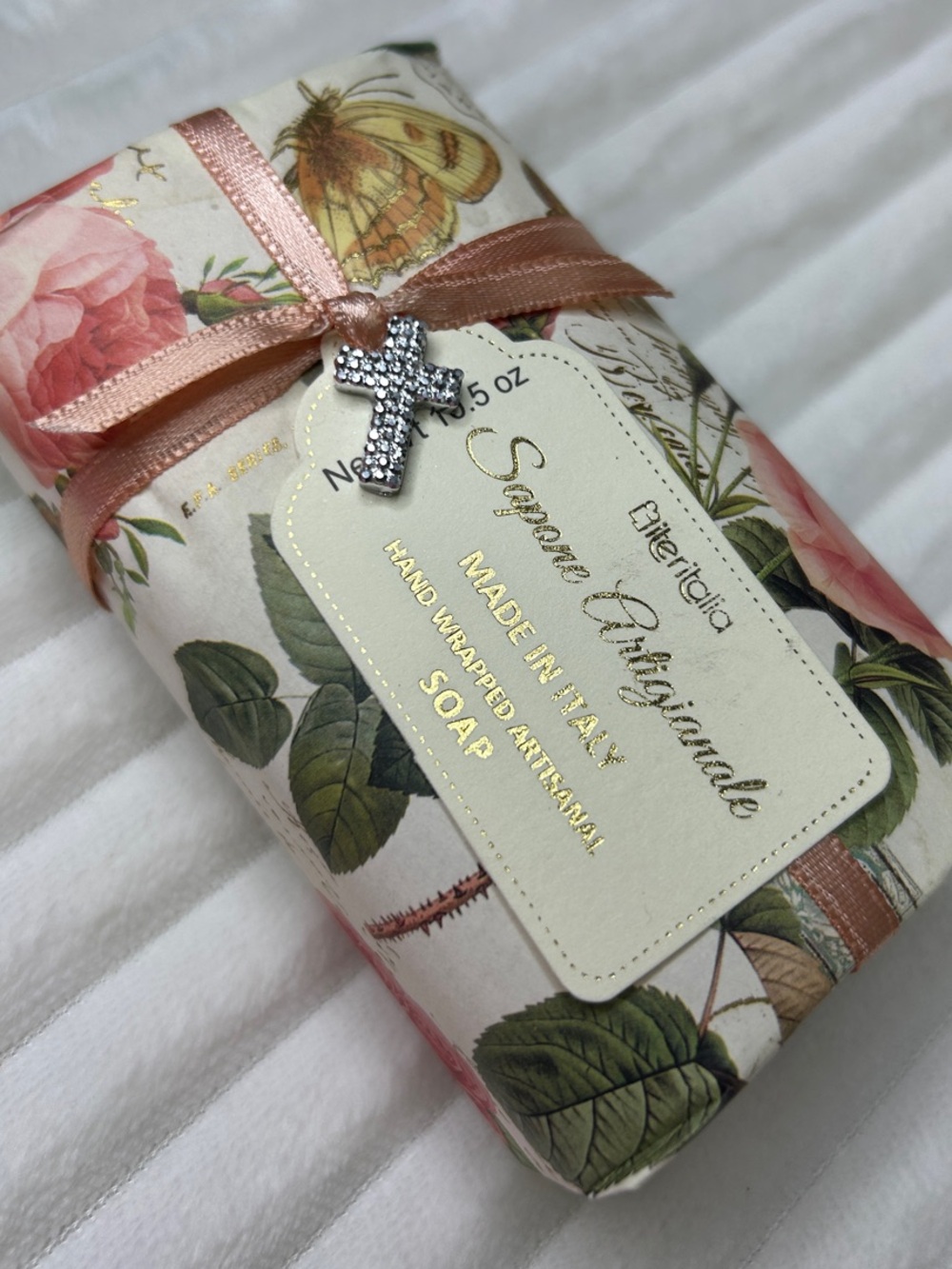 10.5 oz Rose Sapone Artigianale Botanical Hand Wrapped Bar Soap